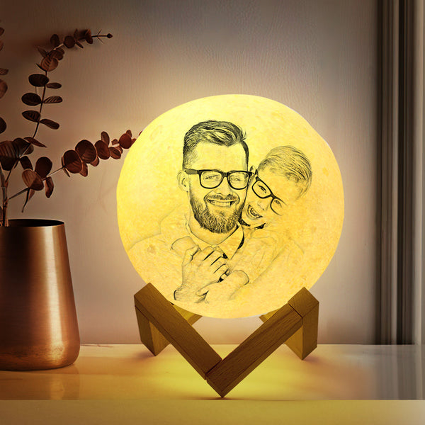 Gift for Dad Custom 3D Printing Photo Moon Lamp & Engraving Custom 3D Print Luna Light Painting Light