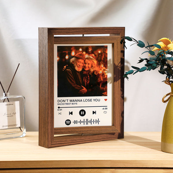 Custom Photo Spotify Rotating Frame Scannable Spotify Code Floating Picture Decor Frame Gifts For Couples - photowatch