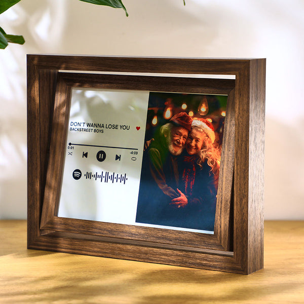 Scannable Spotify Code Photo Rotating Frame Personalized Spotify Floating Picture Decor Frame Gifts For Couples - photowatch