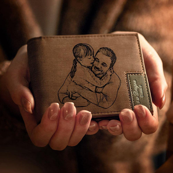 Men's Custom Photo Engraved Wallet Best Gift For First Time Dad For Him - firstfathersdaygifts