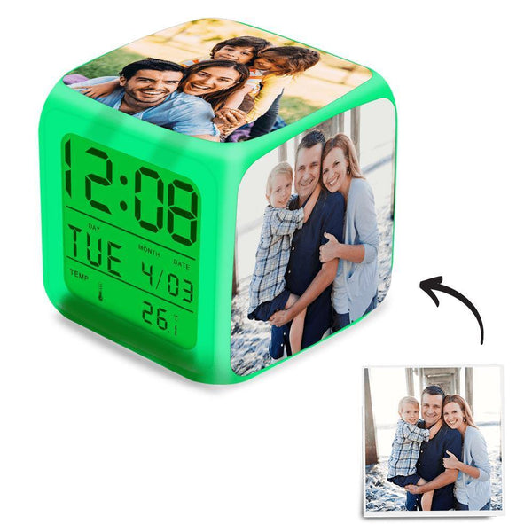 Custom Alarm Clock Multiphoto Colorful Lights Family Gifts - photowatch
