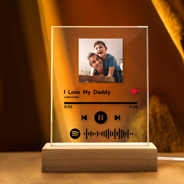 Custom Spotify Code Music Acrylic Glass Plaque/Keychain/Night Light Gift for Father